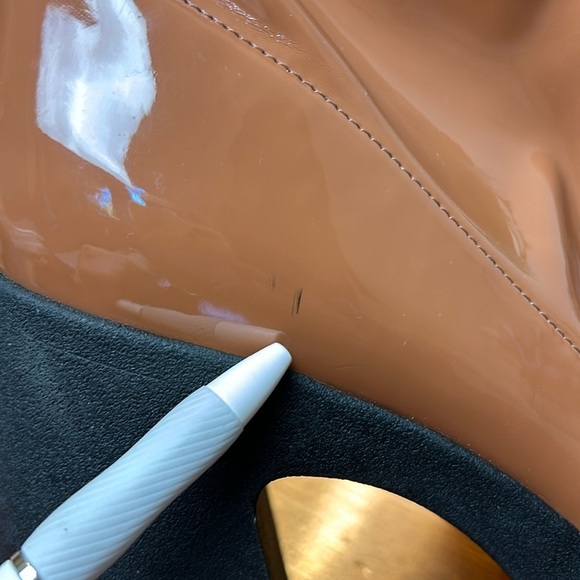 KATY PERRY Heightten Stretch Bootie Patent Platform Zip Chunky Butterscotch 9M - Picture 10 of 13